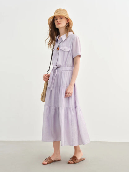 Elegant Women’s Lyocell Shirt Dress Romantic Summer Chic Loran