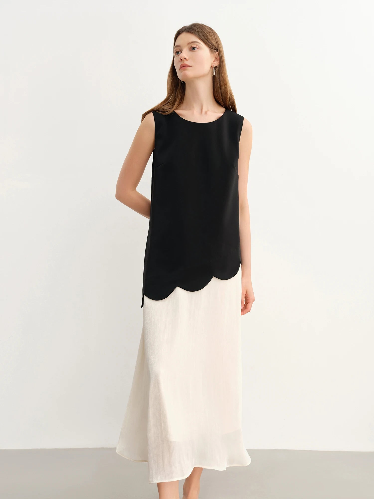 Color Block Fake Two-Piece Dress Chic Summer Design Loran