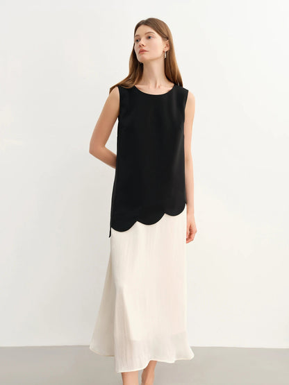 Color Block Fake Two-Piece Dress Chic Summer Design Loran
