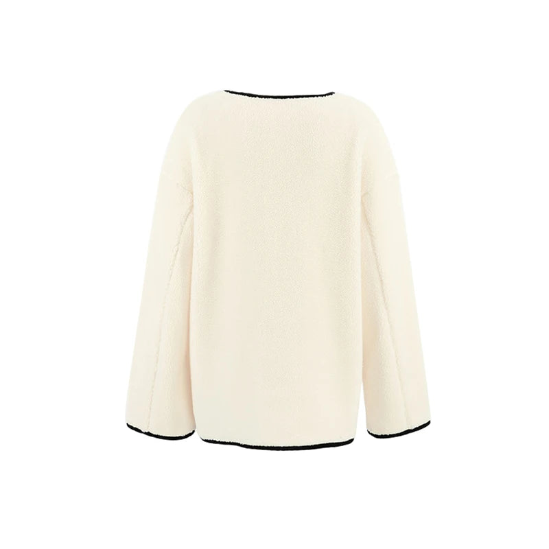 Women's Solid Fleece Panel Winter Coat