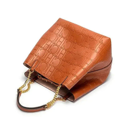 CH Embossed Leather Tote Bag Ideal Office & Daily Commute