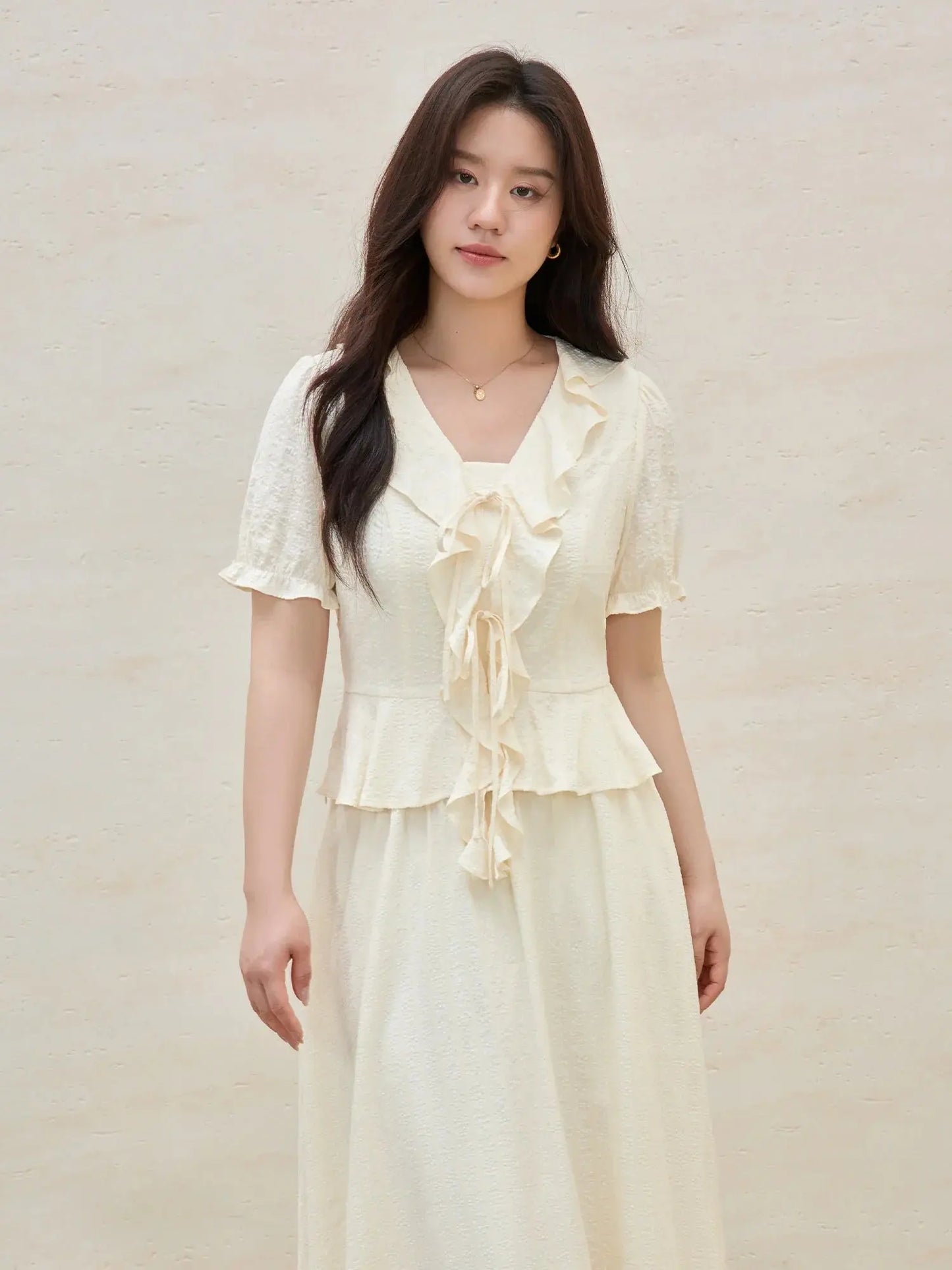 French Ruffle Plus Size Two-Piece Outfit - Loran