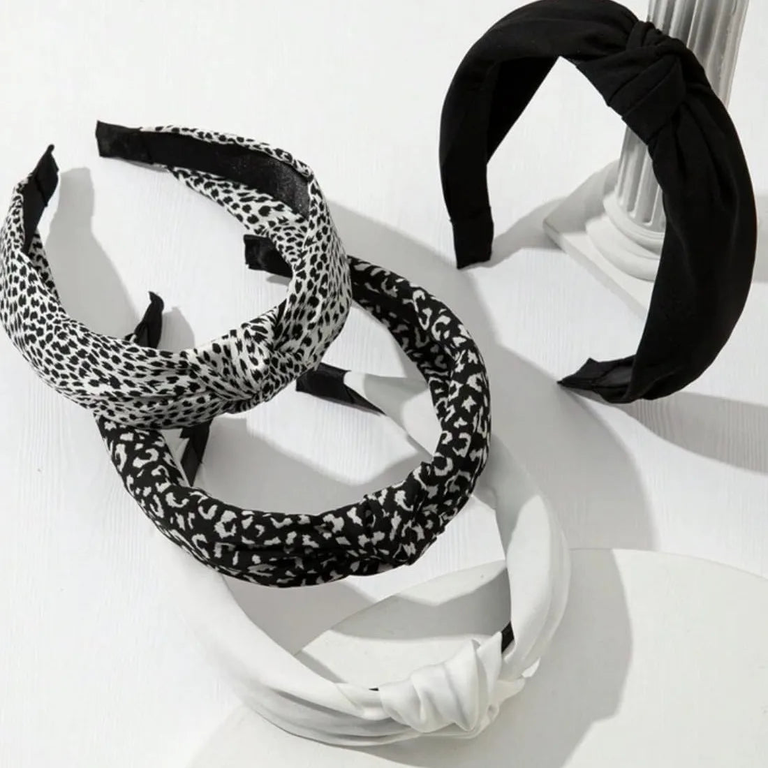 Leopard & Black Knot Wide Headbands for Women Retro Style