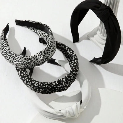 Leopard & Black Knot Wide Headbands for Women Retro Style