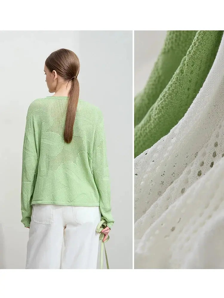 Minimalist Loose Hollow Knit Sweater Loran