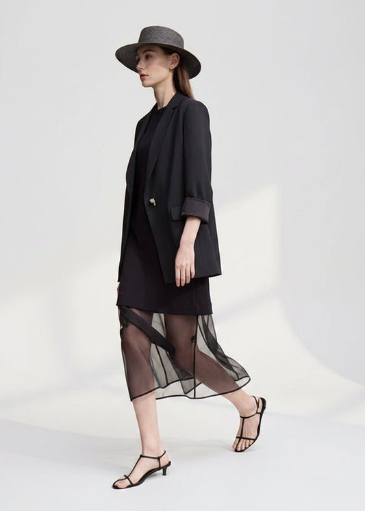 Loose Anti-Wrinkle Mid-Length Blazer Jacket