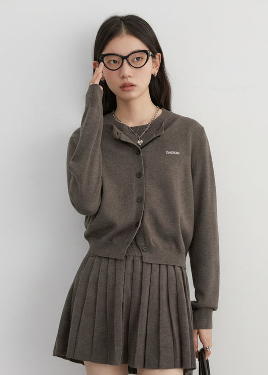 CHIC VEN Women Skirt Sets Solid Knitted Cardigan Short Sleeved Top Female Pleated Skirt Three Piece Optional Spring Autumn 2024 Loran