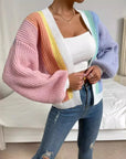 Fashionable Multi-Bar Color Block Sweater Top