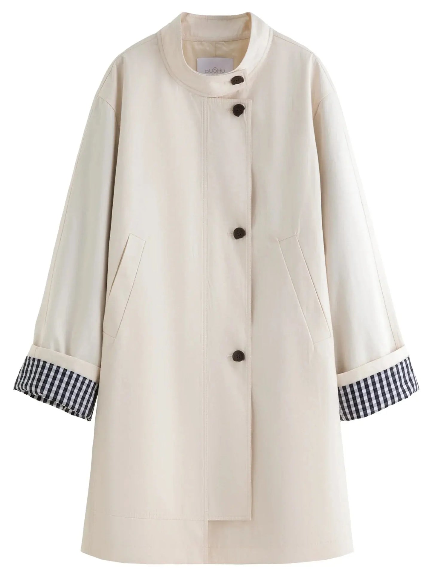 Women's Stand Collar Plaid Windbreaker LORAN STORE