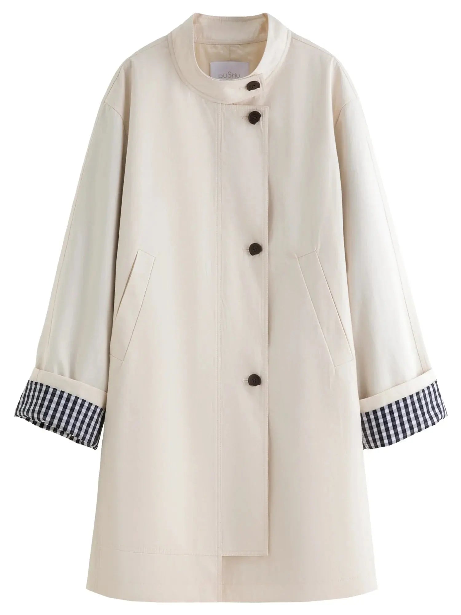 Women's Stand Collar Plaid Windbreaker LORAN STORE