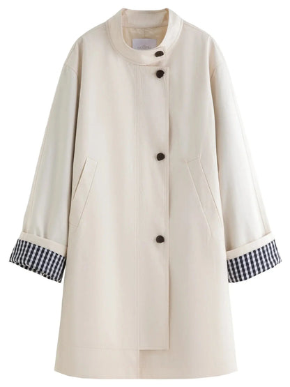 Women's Stand Collar Plaid Windbreaker LORAN STORE