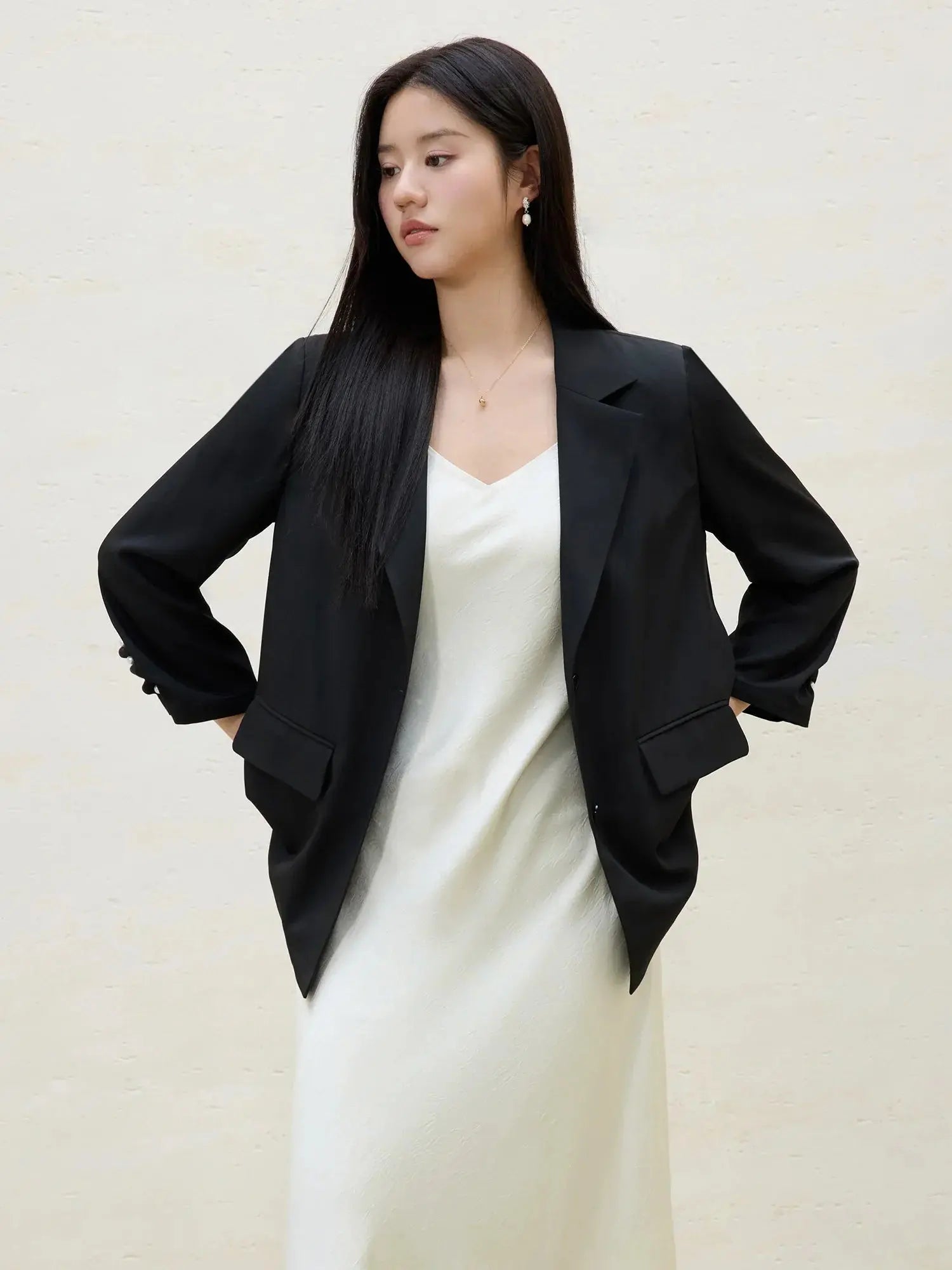Cool Commuter Plus Size Long Sleeve Blazer - Loran