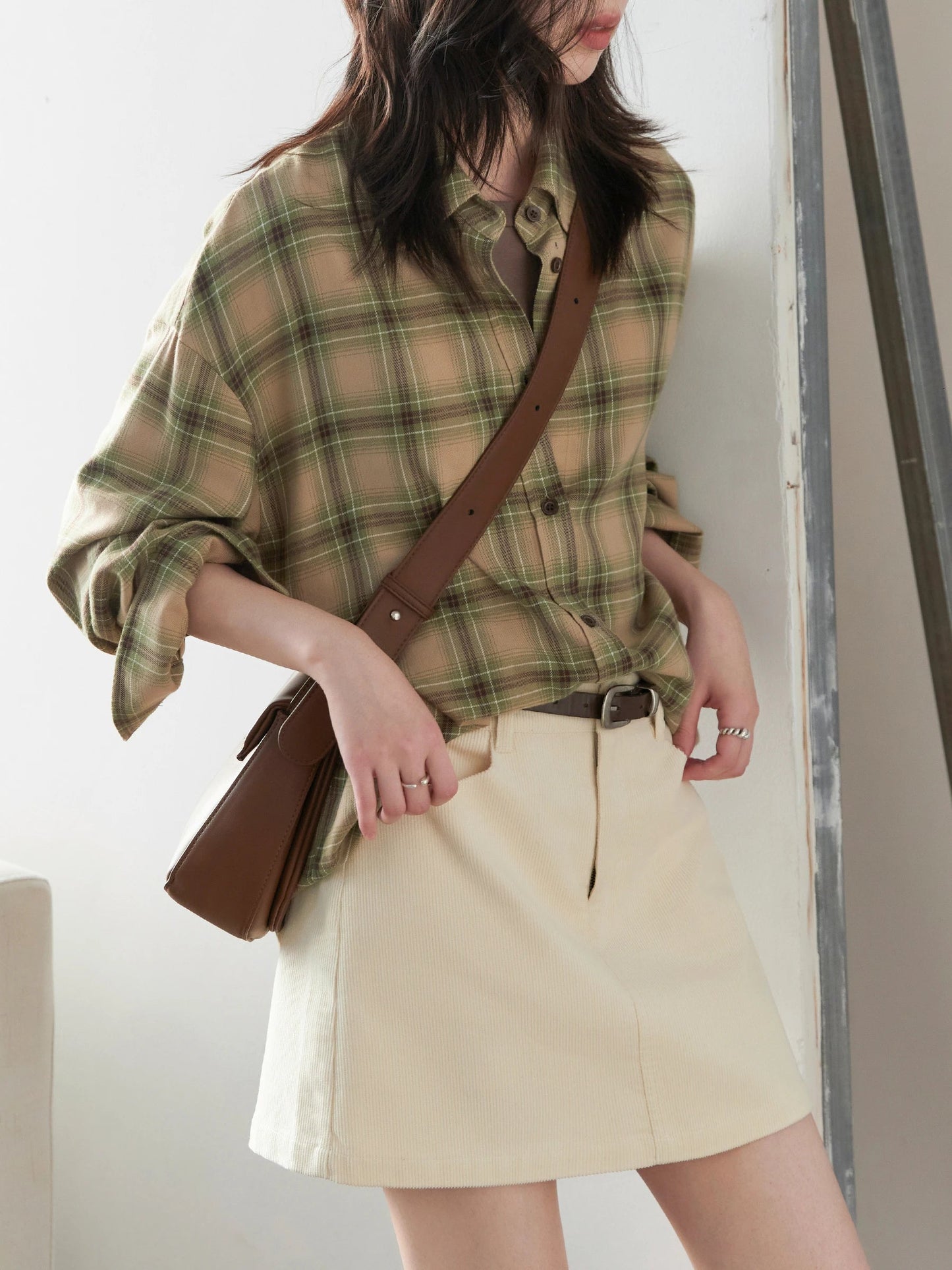 Women’s Retro High-Waisted Corduroy A-Line Skirt Loran