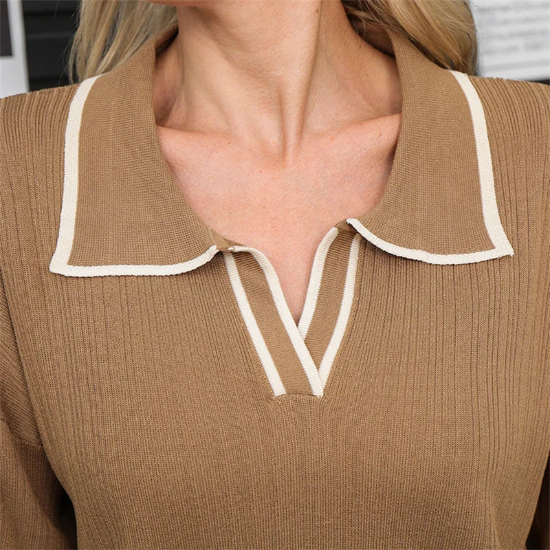 Women's Fine Knit Two-Piece Suit | High-Waist & Slim Fit