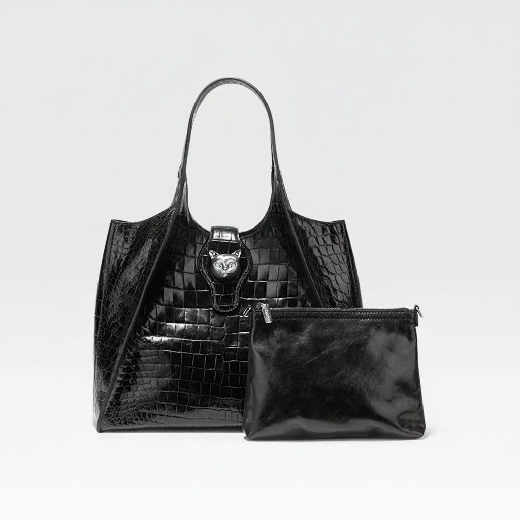 Crocodile Pattern Leather Messenger Bag Luxury Commuter