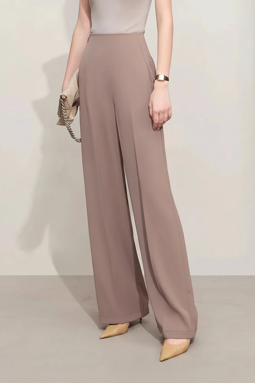 Minimalist Wide-Leg Casual Solid Pants for Women