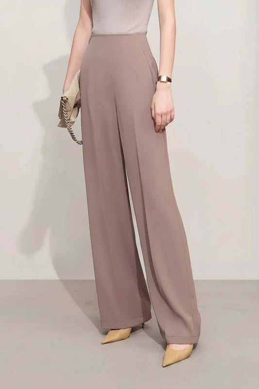 Minimalist Wide-Leg Casual Solid Pants for Women