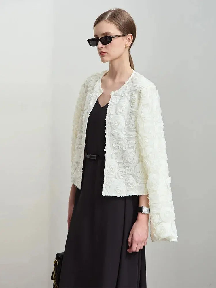 Elegant Floral Embellished Short Jacket - Loran