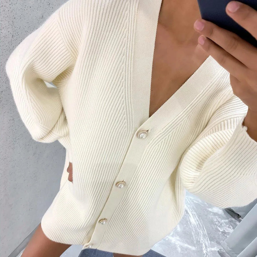 Elegant V-Neck Cardigan Sweater