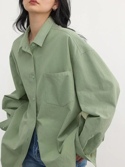CHIC VEN Korean Women's Long-sleeved Shirt Loose Woman Tops Fashion Woman Blouse Office Lady Coat 2025 Spring Autumn Clothing Loran