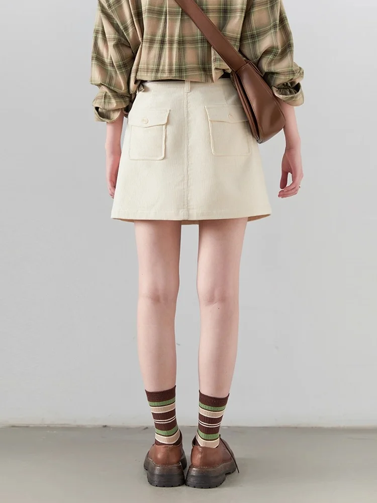 Women’s Retro High-Waisted Corduroy A-Line Skirt Loran