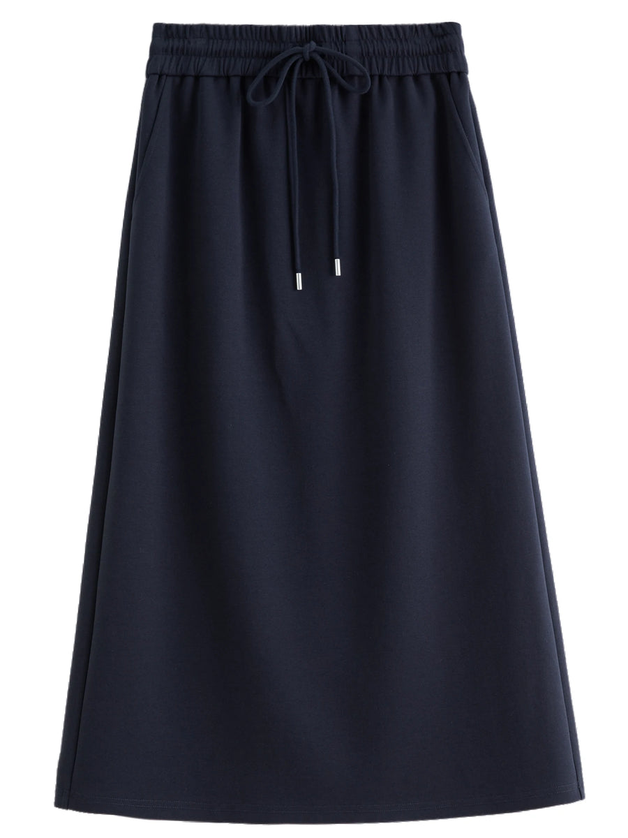 Plus Size Navy Blue Sweater Skirt Set - Long Sleeve Autumn Fashion