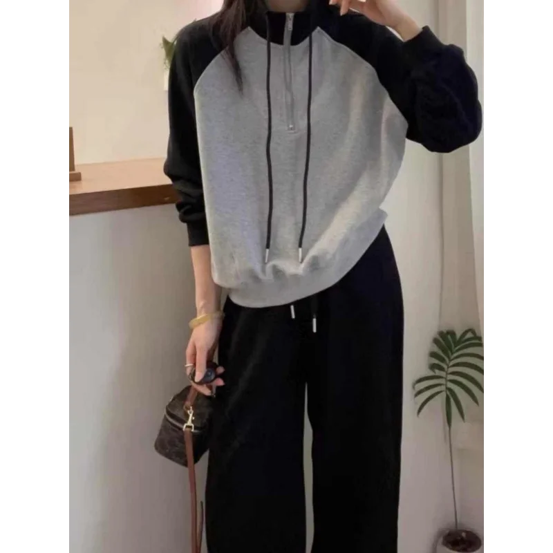 Women's Half-Zip Stand Collar Crop Sweatshirt