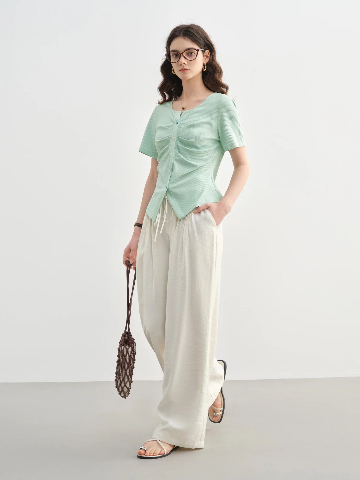 Plus Size High Elastic Knitted Tee Stylish Summer T-Shirt