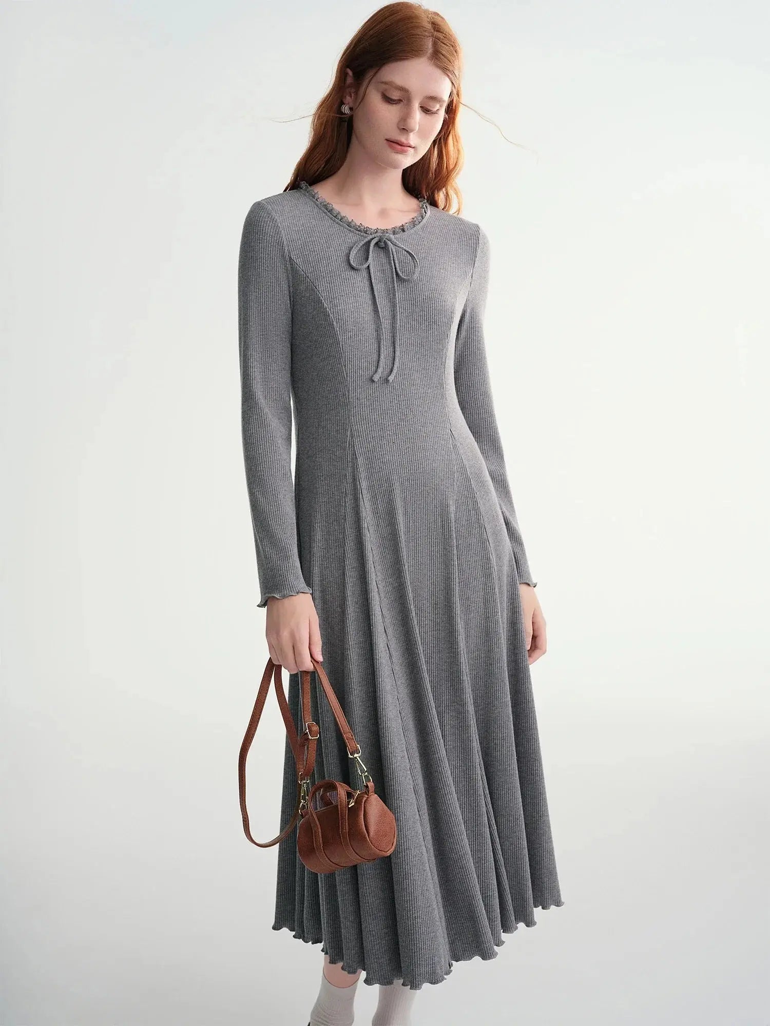 Slim Fit Bodycon Long Dress with Lace - Loran