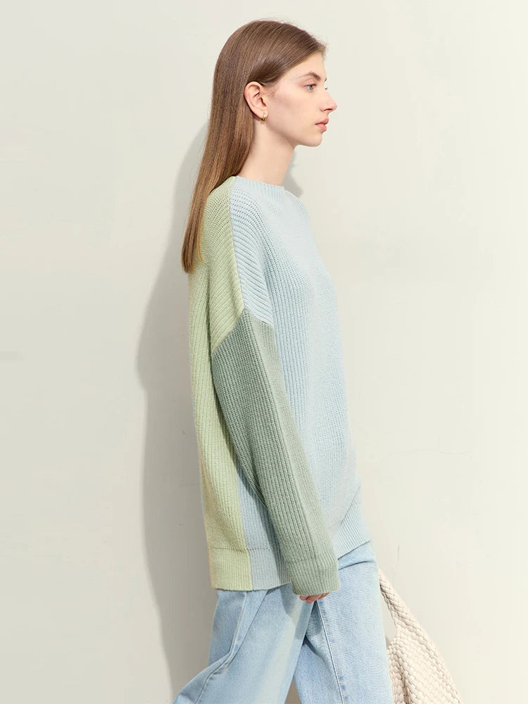 Chic Color Block Turtleneck Sweater