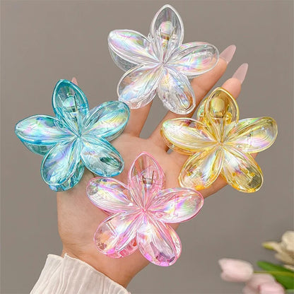 Transparent Flower Hair Claws Cute Vacation Clips for Girls