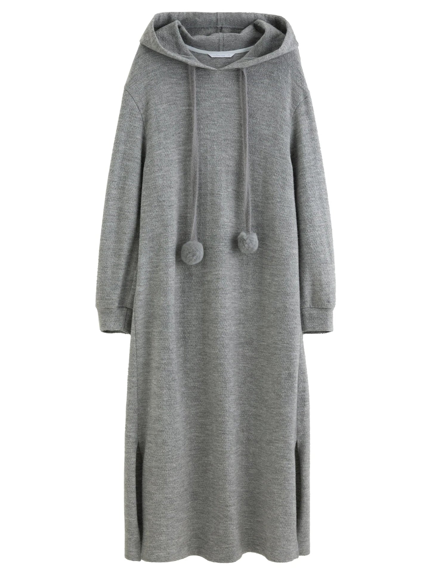 Hooded Knit Dress Drawstring Waist Winter Tunic Loran