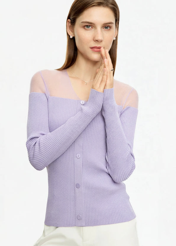 Women’s Slim Fit V-Neck Patchwork Sweater