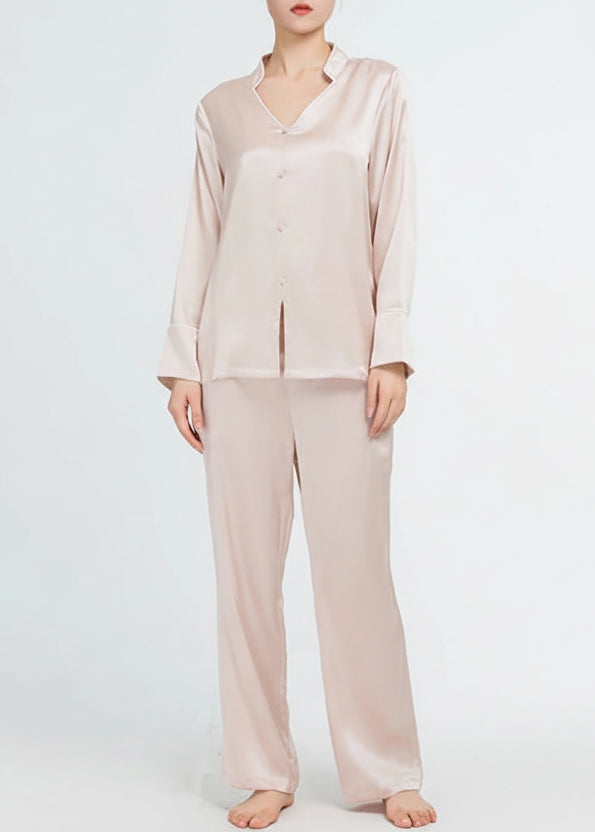 Elegant Women's Real Silk Pajamas Long Sleeve