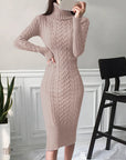 Warm Knitted Bodycon Turtleneck Dress for Autumn/Winter