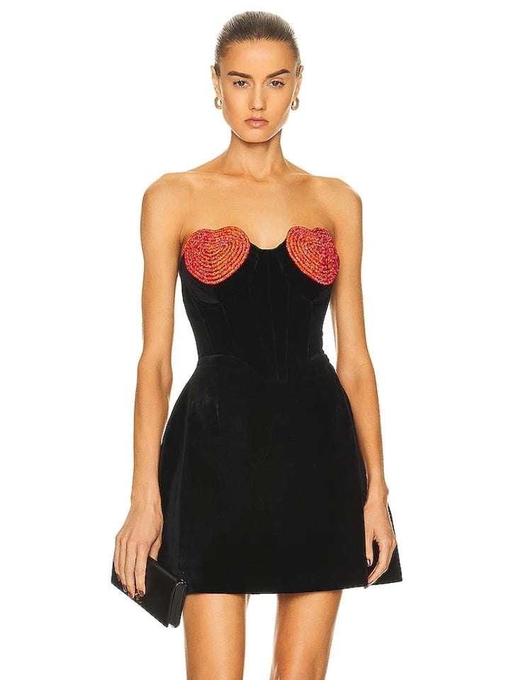 Sexy Strapless Heart Shape Mini Dress Women