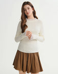 Chic Plus Size Lace Collar Knit Top - Slimming Winter Base Layer