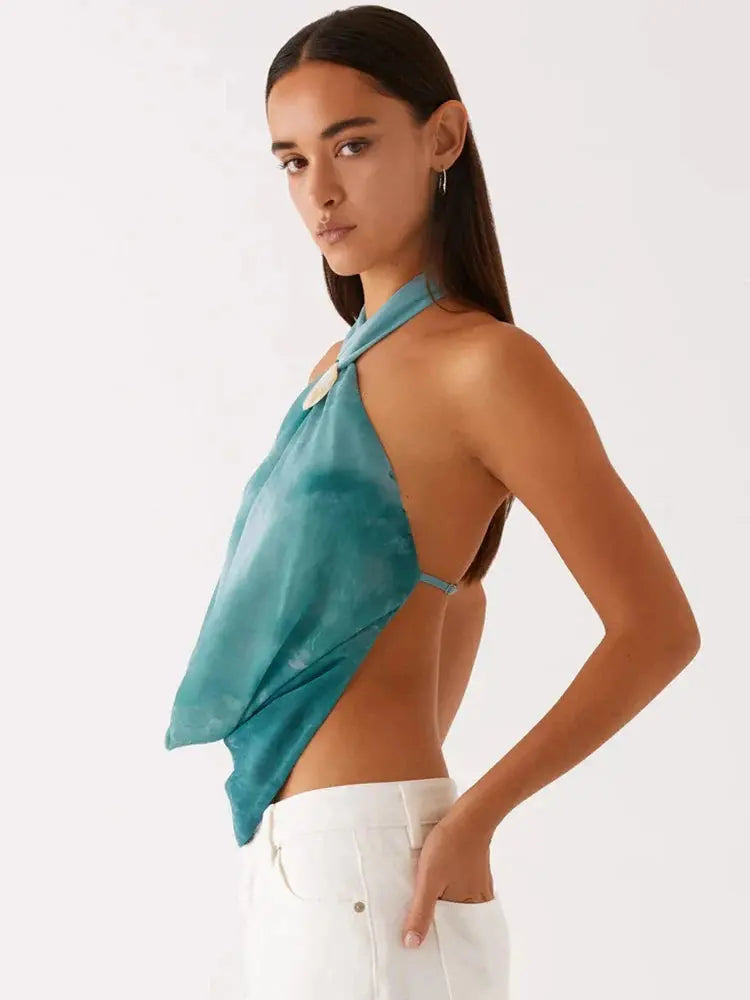Hollow-Out Backless Halter Tank - Loran