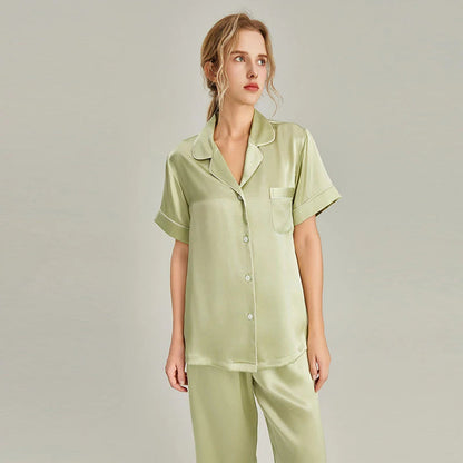 Women's Pink Silk Pajamas Short Sleeve Real Silk Sleepwear Loran