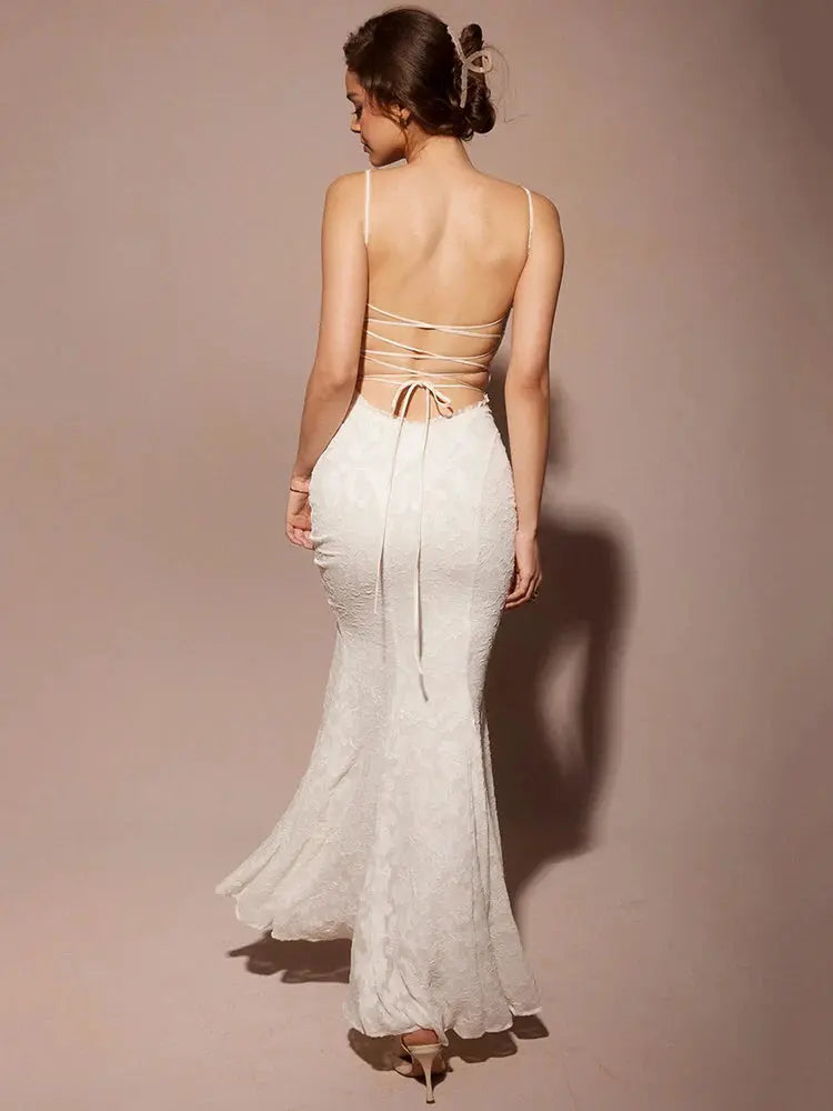 White Sleeveless with Lace-Up Back - Loran