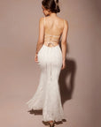 White Sleeveless Bodycon with Seductive Lace-Up Back