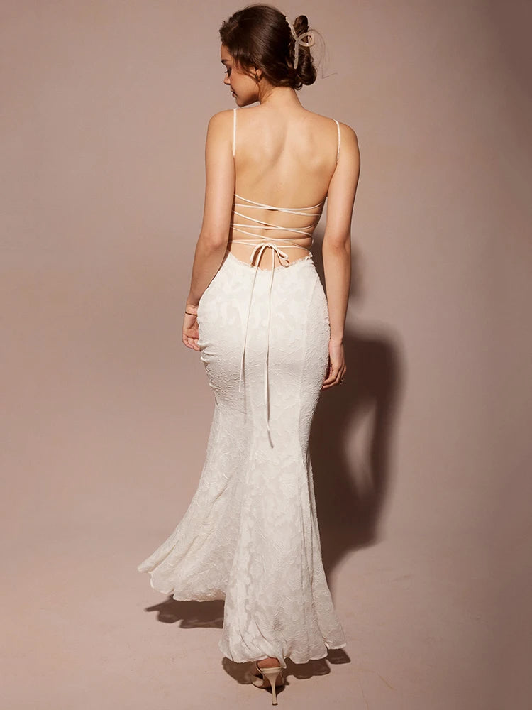 White Sleeveless Bodycon with Seductive Lace-Up Back