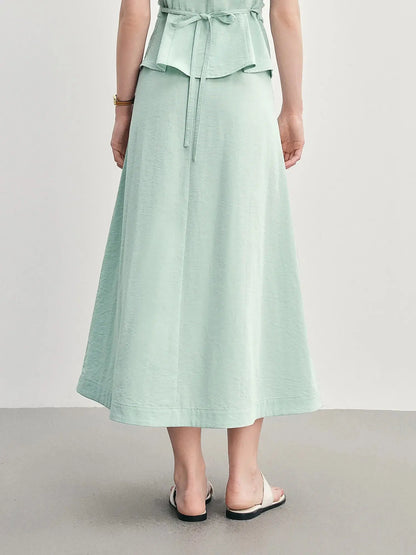 Pleated Short-Sleeve Shirt + Slim Skirt for Summer. - Loran