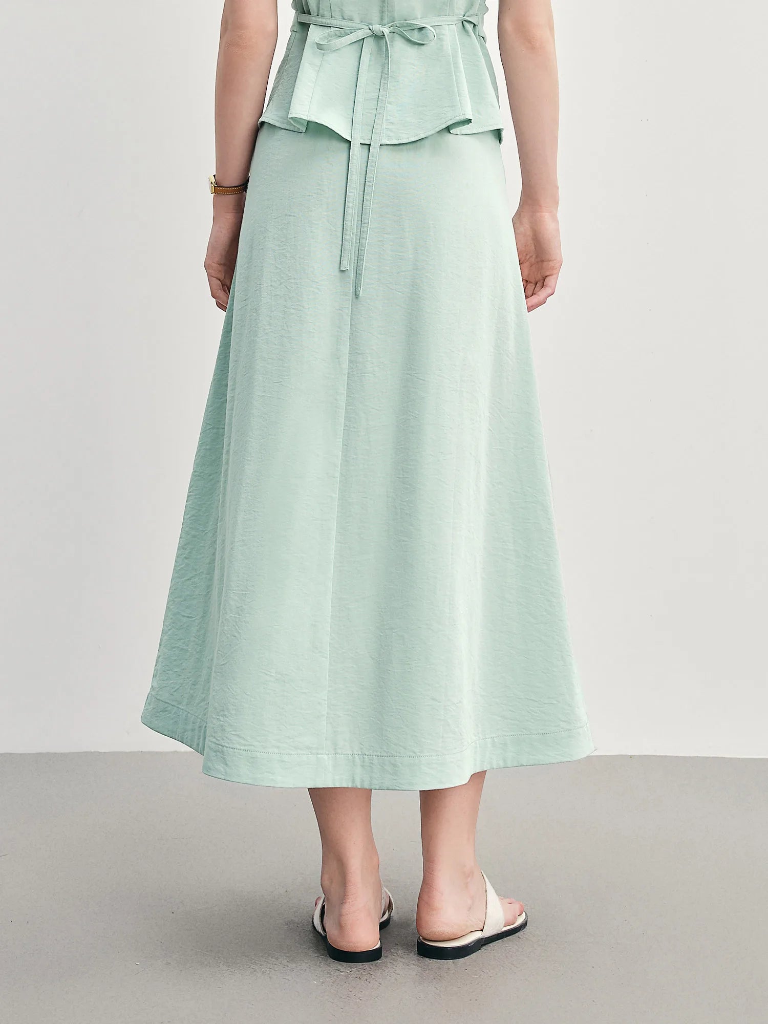 Summer Commuter Suit Pleated Shirt & Slim Skirt Set