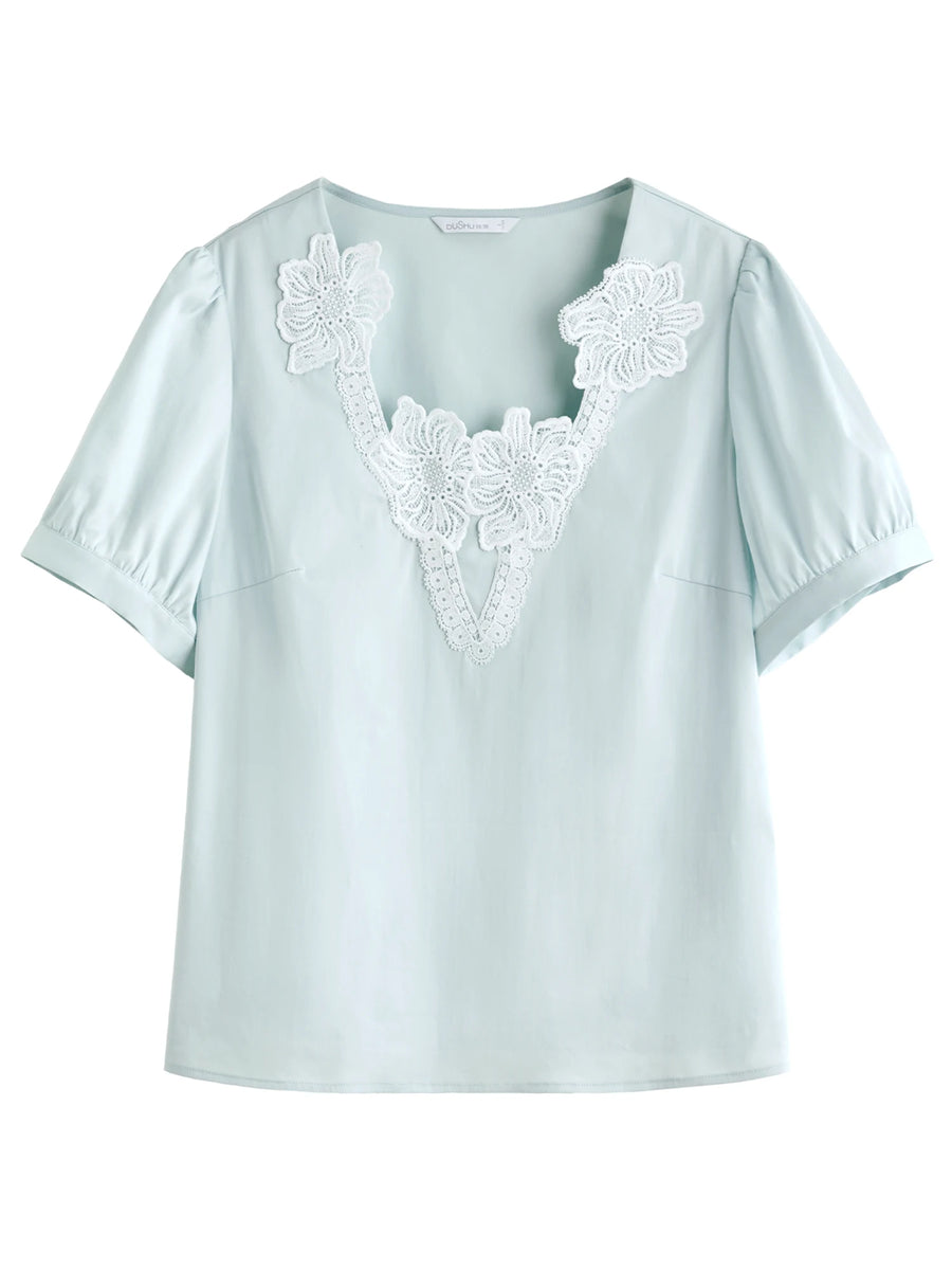 Embroidered Short Sleeve Plus Size Top