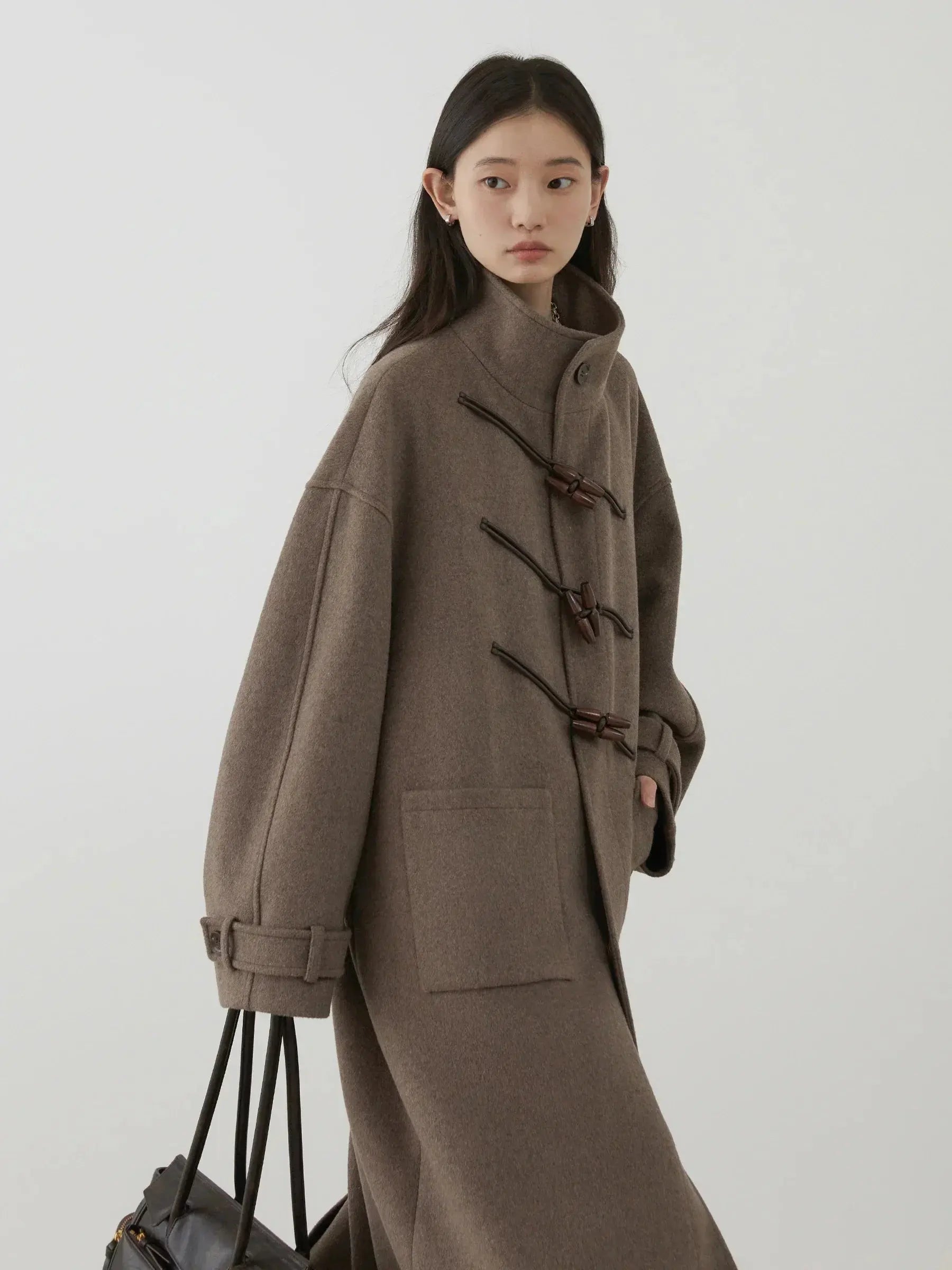 Women's Retro Wool Overcoat: Loose Fit Korean Winter Style - Loran