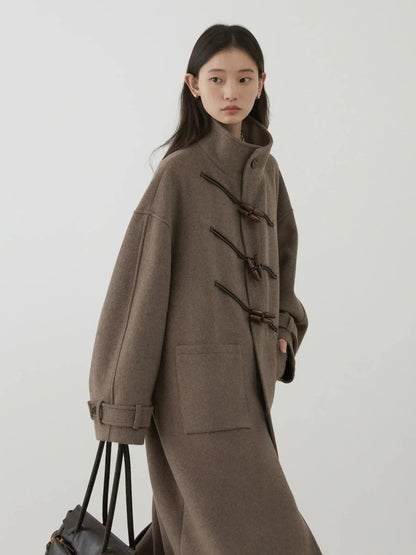 Women's Retro Wool Overcoat: Loose Fit Korean Winter Style - Loran