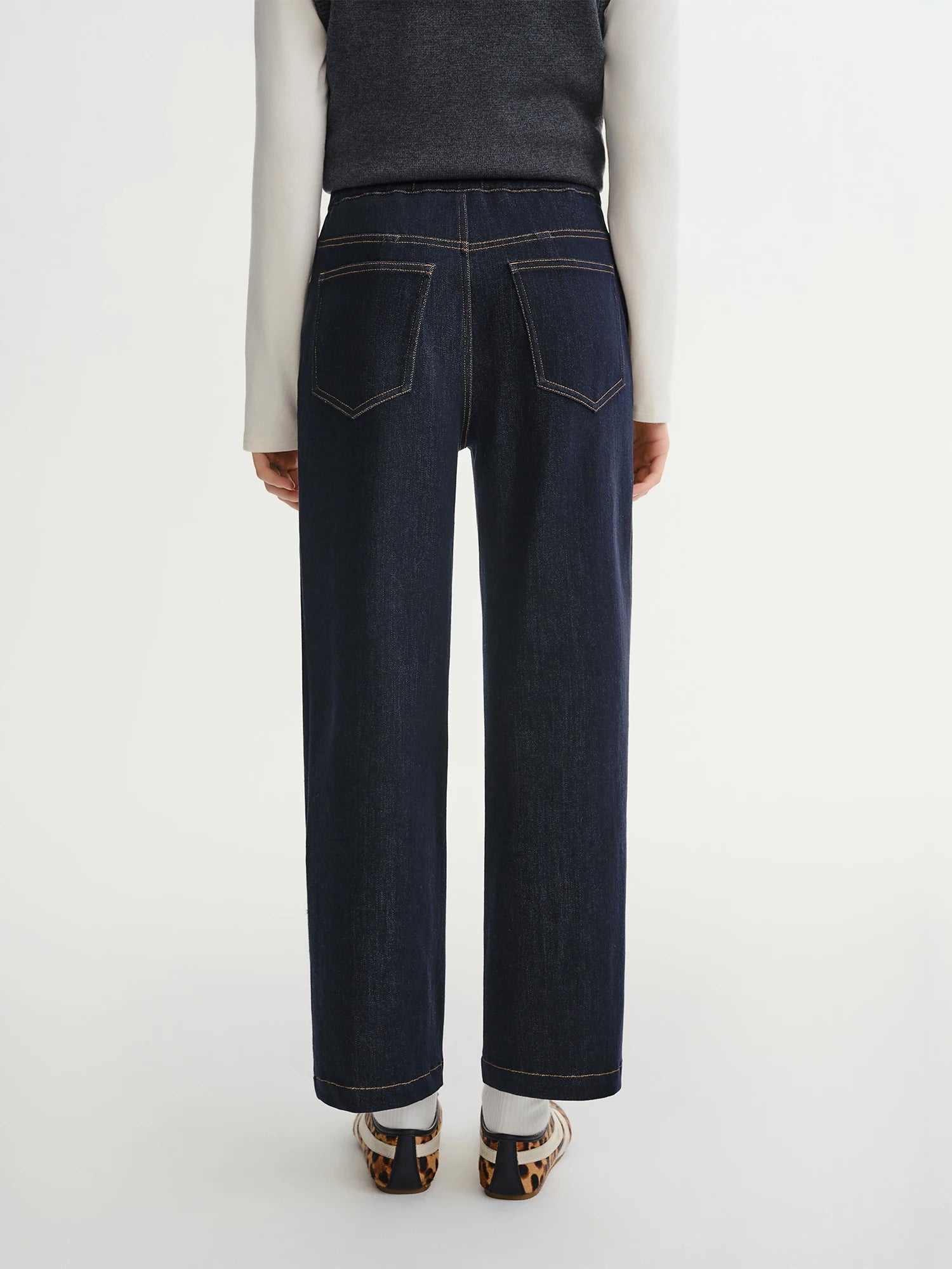 Plus Size Soft Denim Pants Elastic Waist Straight Leg