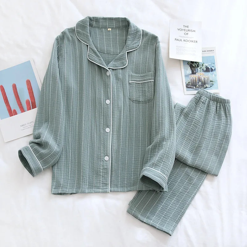 Couple's Pure Cotton Crepe Pajama Set Loran