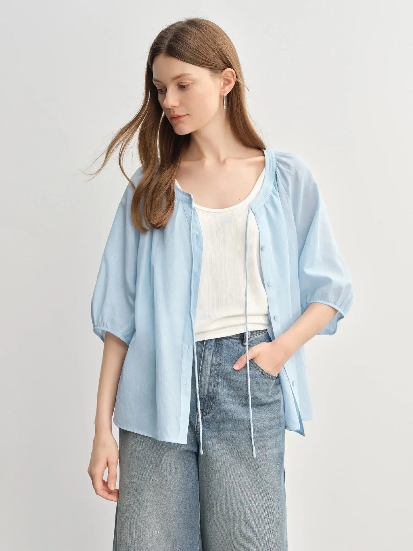Flattering Half-Sleeve Summer Blouse LORAN STORE